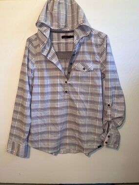 Prana sun shade button down top size small